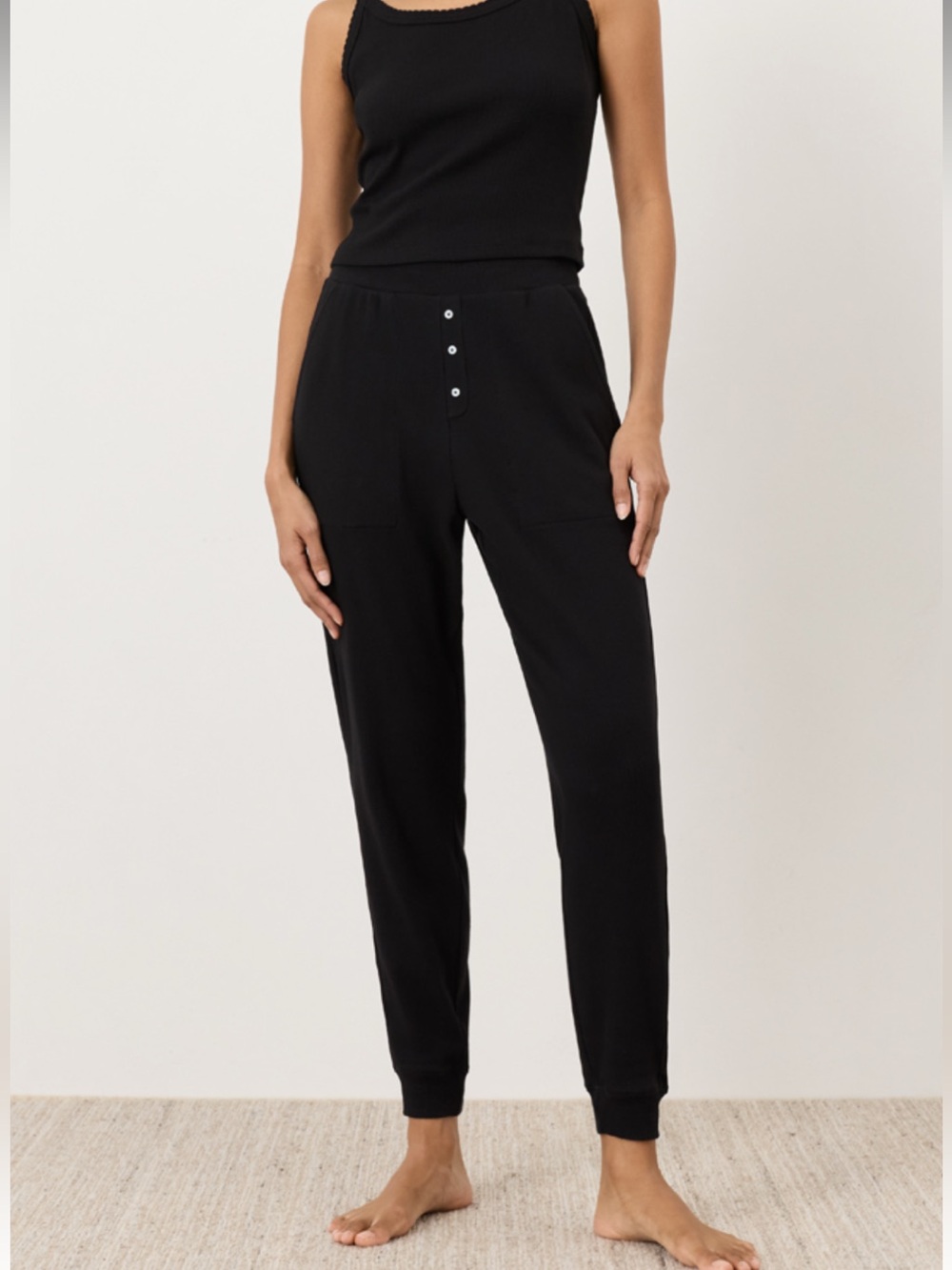 Pact Black Women's Jersey Ribbed Jogger Pants - Picture 2 of 11
